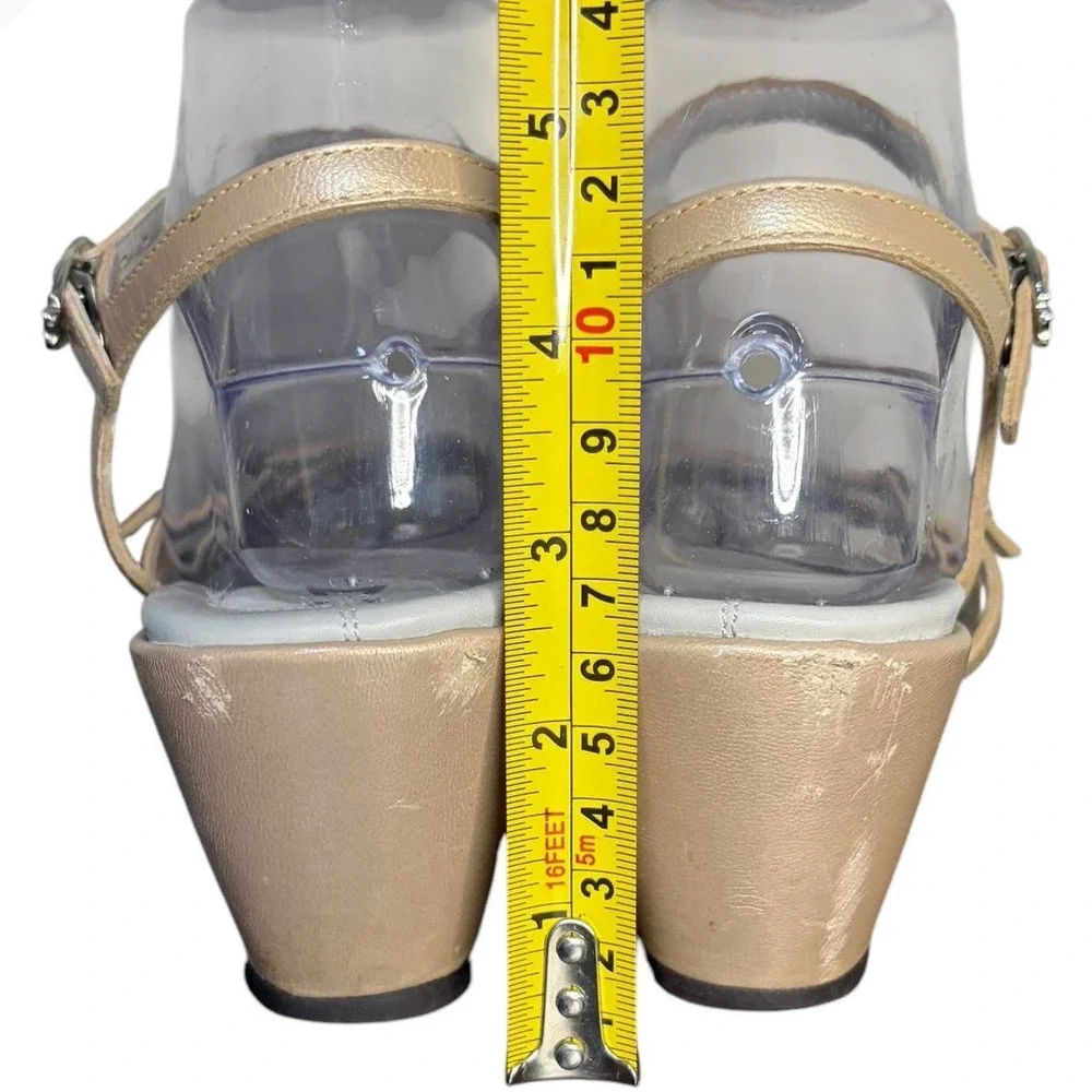 Mephisto Champagne Gold Wedge Sandals Rhinestone‎ Strappy Women's Size 7 (37 EU)